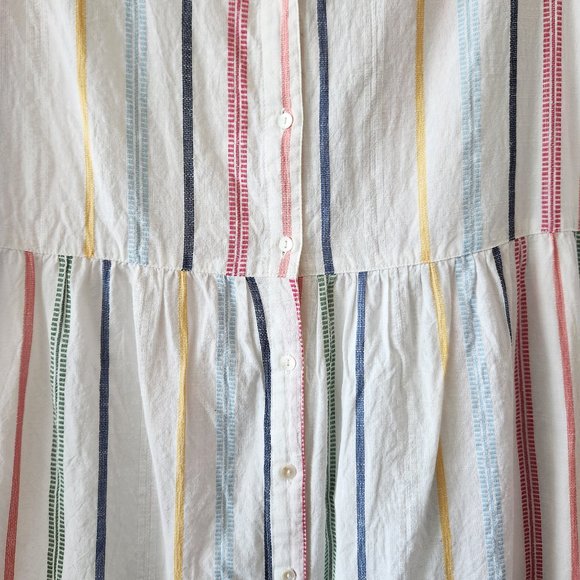 dRA Los Angeles Rainbow Striped Button Down Midi Dress 100% Cotton Size L - Picture 7 of 17